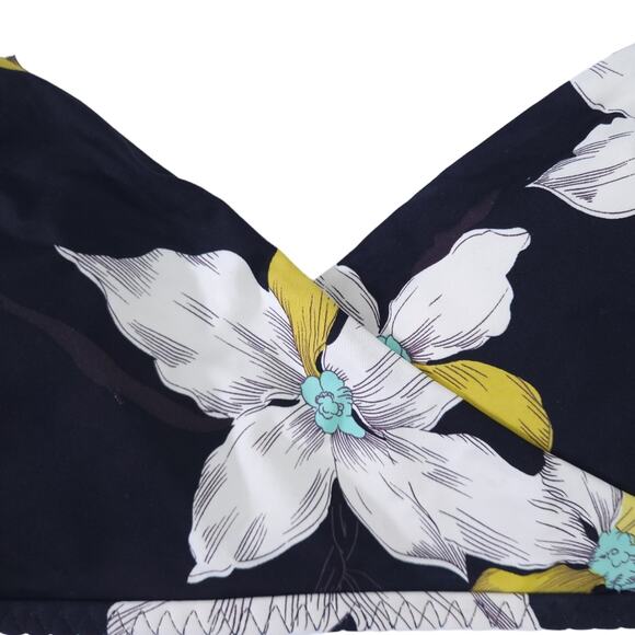 Lands' End Swimsuit Bikini Top 32B, 34A Black Yellow Floral, Underwire - Picture 5 of 6